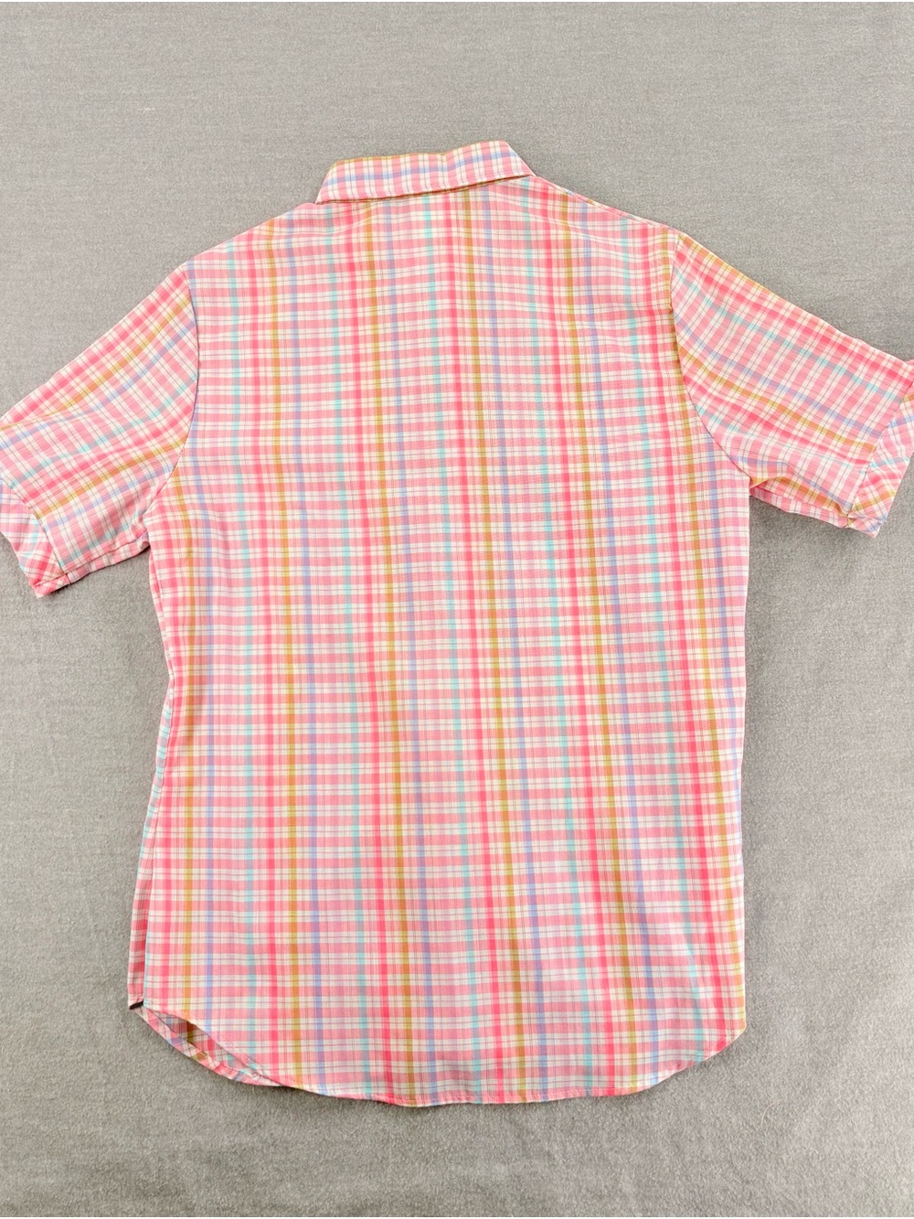 Wrangler Pink Plaid Short Sleeve Button-Down Shirt